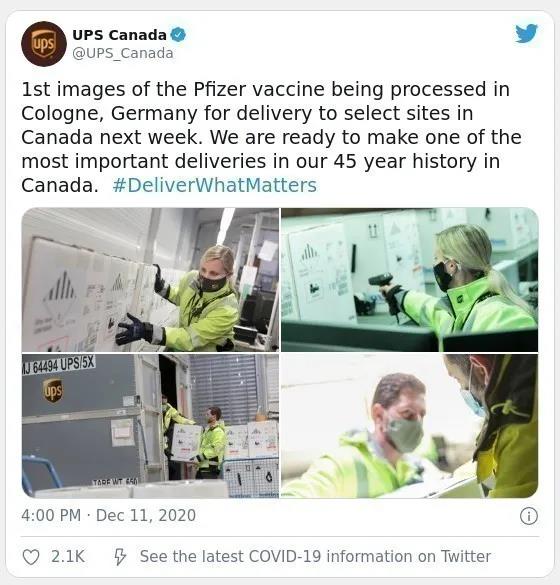 First lot of COVID-19 Vaccines Arrival in Canada on Dec 13