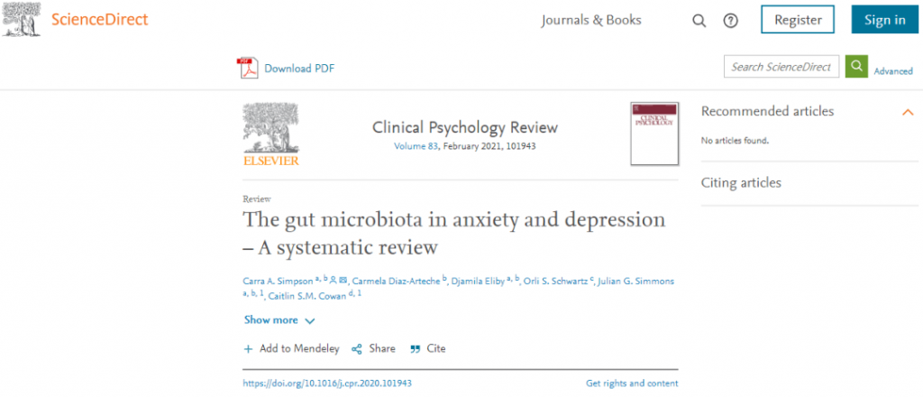 Anxiety and depression intestinal flora