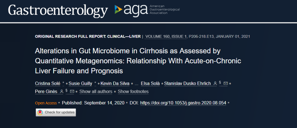 Cirrhosis of the liver is related to changes in the composition of the gut microbiome.