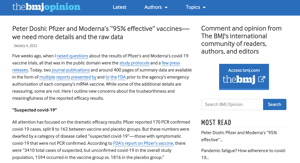 Analysis on "Pfizer's mRNA COVID-19 vaccine only 29% effective"
