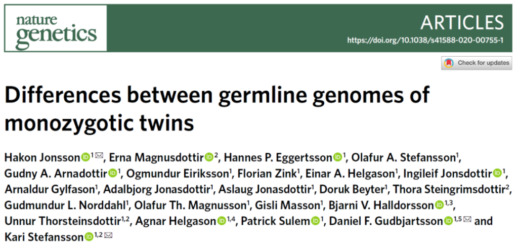 The genetic material of identical twins is not exactly the same