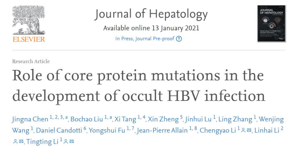 The role of HBV core protein mutation in occult HBV infection