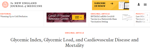 NEJM: Low-quality carbohydrate diet will shorten lifespan!
