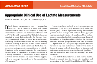 Clinical rational application of lactic acid monitoring