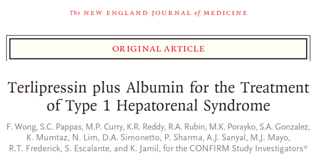 Terlipressin plus albumin in the treatment of type 1 hepatorenal syndrome
