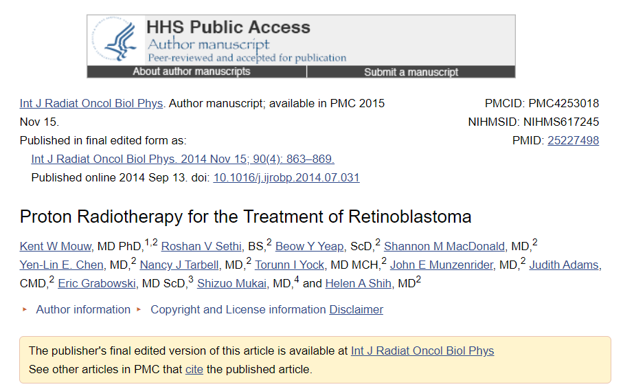 "Black Technology": Proton therapy for retinoblastoma