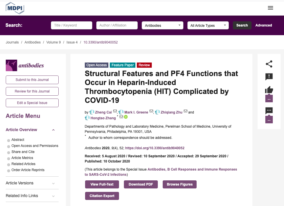 COVID-19 Vaccine Thrombosis:  Why is PF4 antibody the key evidence for?