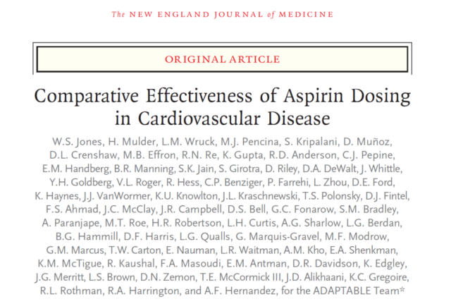 NEJM: The 40-year problem of aspirin is ushered in the answer
