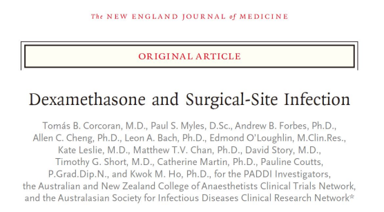NEJM: Dexamethasone does not increase infection risks at the surgical site
