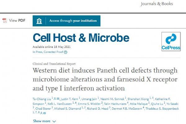 Cell Host & Microbe: Western diet may increase the risk of intestinal inflammation and infection