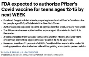 FDA will approve Pfizer COVID-19 vaccine for 12-15 teenagers!