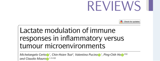 The immunomodulatory effect of lactic acid in inflammation and tumor microenvironment