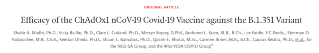 NEJM: The first "ineffective" COVID-19 vaccine for South African mutantion