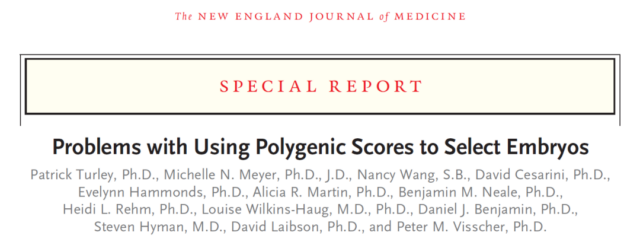 NEJM: Ethical to select smarter and healthier children by genetic scoring?