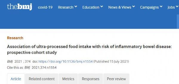 Processed foods may be directly related to inflammatory bowel disease