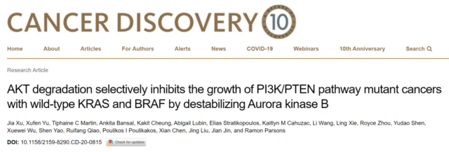 Cancer Discovery: Targeted degradation of AKT can effectively treat a variety of cancers
