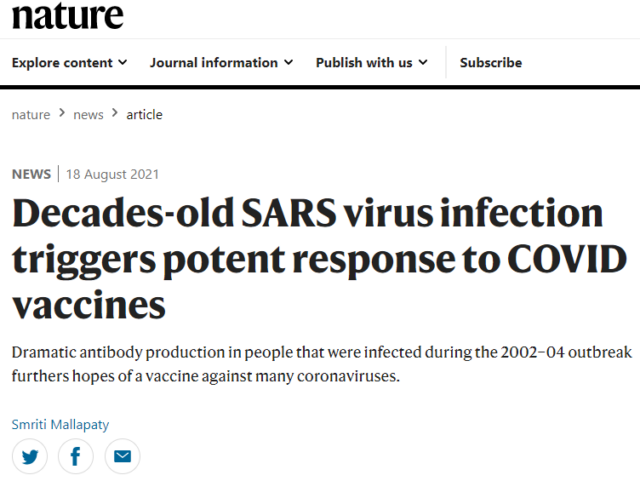 SARS survivors can have super immunity after receiving COVID-19 vaccines. 