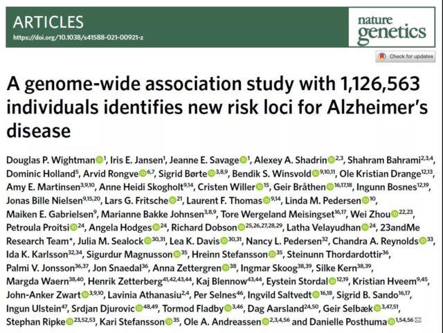 The largest study so far reveals a new genetic locus of Alzheimer's disease