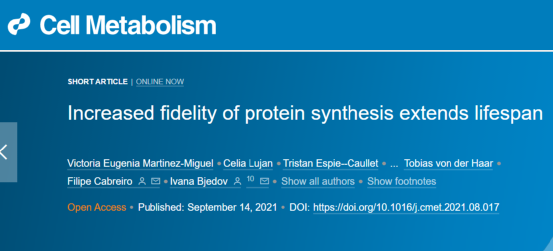 Cell Journal: Increasing the fidelity of protein synthesis can prolong lifespan
