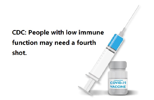 CDC: People with low immune function may need a fourth shot.