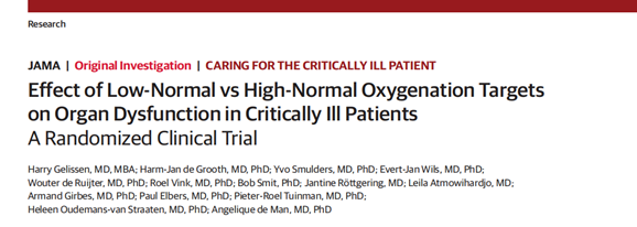 Impacts of oxygenation goals on organ dysfunction in critically ill patients