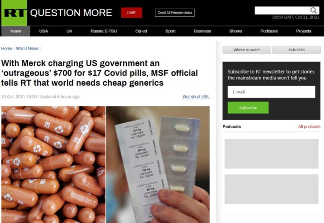 COVID-19 oral drug only costs US$17.74 but charge government US$712?
