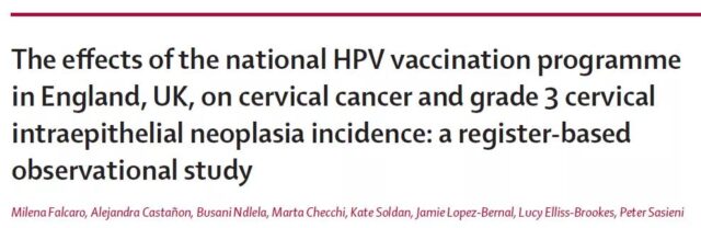 The Lancet: Real-world data shows that HPV vaccine significantly reduces the incidence of cervical cancer