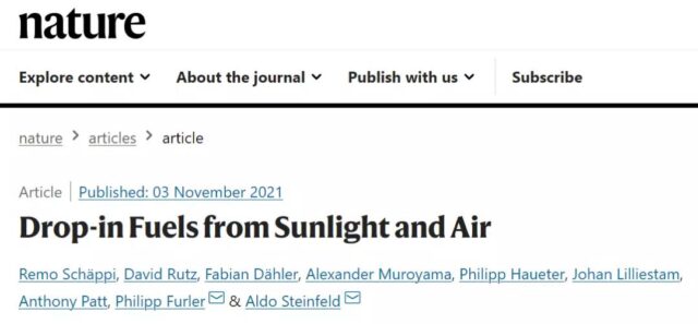 Nature: How to use sunlight and air to produce fuel?