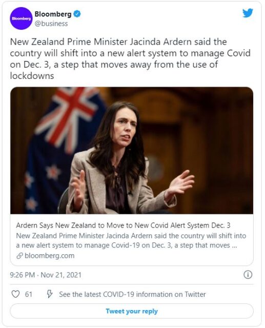 New Zealand announced the abandonment of the COVID-19 lockdown policy