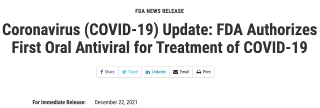 FDA approved the first oral drug Paxlovid for COVID-19