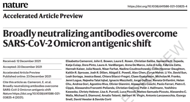 Nature: Assessing the Escape of Omicron Mutants to Vaccines and Antibodies