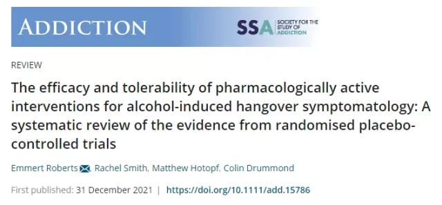 Research shows: No effective treatment for alcohol-induced hangover
