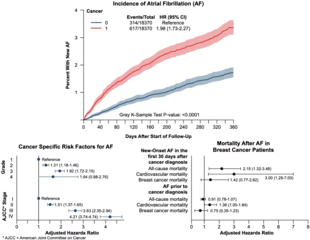 Atrial fibrillation risk doubles after breast cancer diagnosis? !