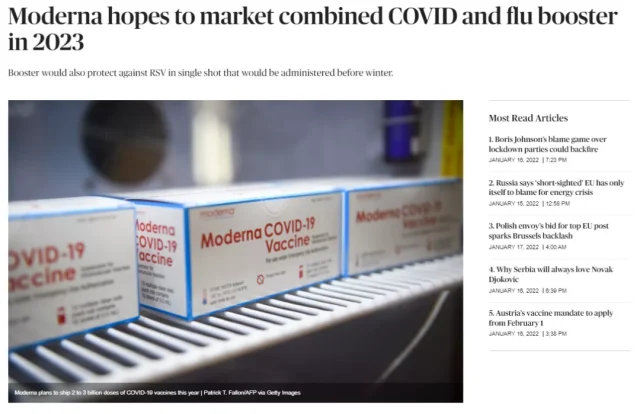 Moderna: (COVIDD-19 Influenza RSV) three-in-one vaccine is expected to be available next fall