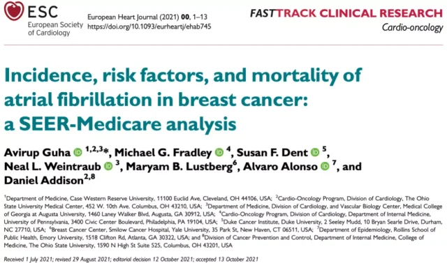 Atrial fibrillation risk doubles after breast cancer diagnosis? !