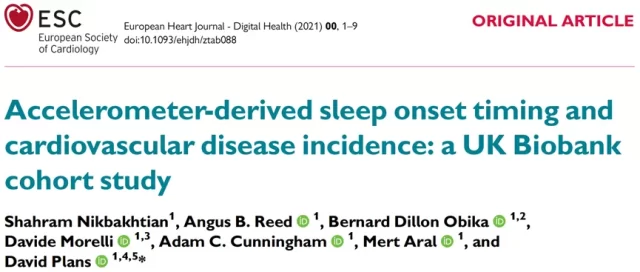 EHJ: A study of nearly 90000 people tells you when you should go to sleep.  