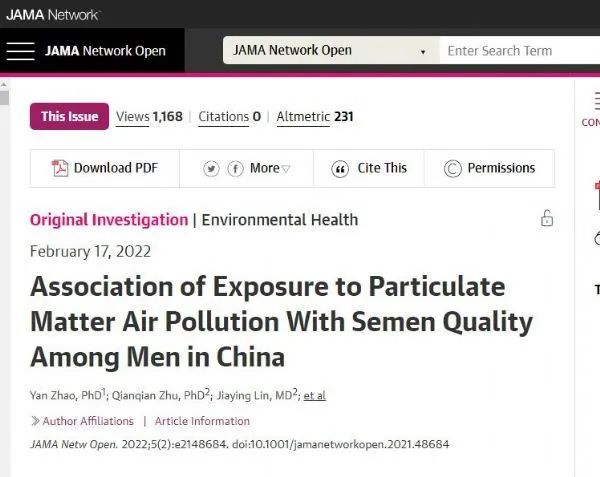 JAMA Network Open: Air pollution may reduce sperm motility in men!