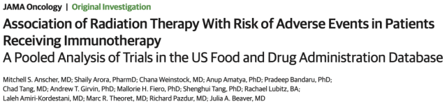 JAMA·Oncology: Is radiotherapy followed by immunotherapy safe or not?