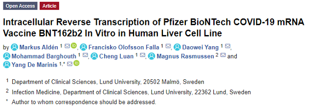 Swedish study: mRNA vaccine can be reverse transcribed into DNA in liver cells