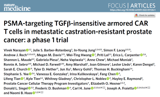 The results of the first clinical trials of CAR-T in the treatment of solid tumors.