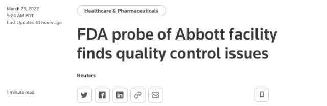 FDA: Bacteria are all over the production line of Abbott milk powder
