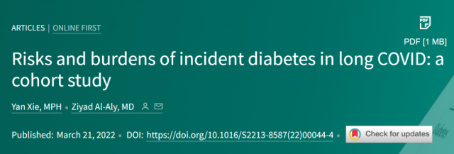 The risk of diabetes increases by 40% within one year of COVID-19 infection