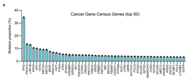 The most common genetic mutations in human cancers. 