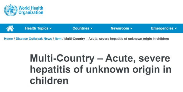 WHO: Unexplained hepatitis in 12 countries and 19 cases of co-infection with COVID and adenovirus