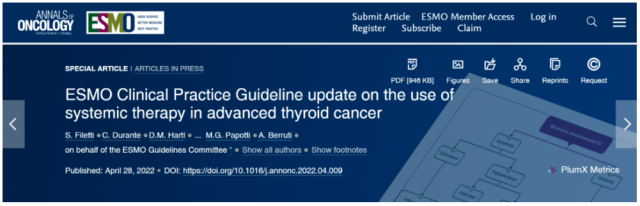 2022 ESMO: Systematic Treatment Guidelines for Advanced Thyroid Cancer Updates