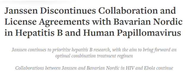 Johnson & Johnson ends partnership with Bavarian Nordic on hepatitis B and HPV vaccines