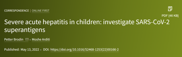 Unexplained acute hepatitis in children may be related to COVID superantigens
