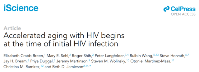 The body's aging process is accelerated very quickly after HIV infection