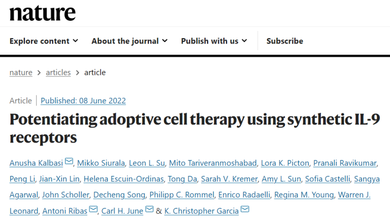 Synthetic IL-9 receptor enhances T-cell therapy to cure solid tumors without chemoradiotherapy