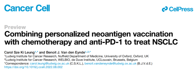 Tumor neoantigen vaccine + Chemotherapy + PD-1 to treat lung cancer